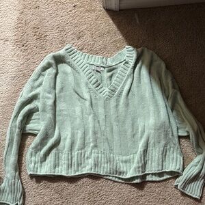 American Eagle Outfitters Light Green V-Neck Sweater